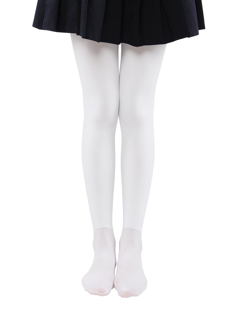 EVERSWE Girls Winter Warm Fleece Lined Tights Thick Dance Tights (9-11, White) - Image 1